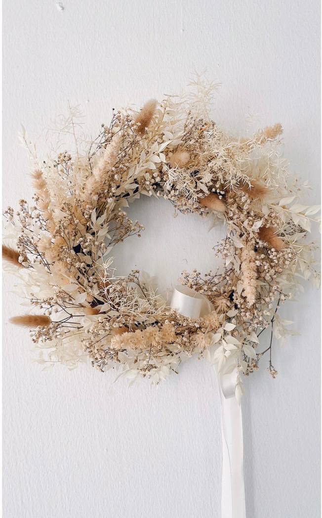 White Preserved Christmas Wreath